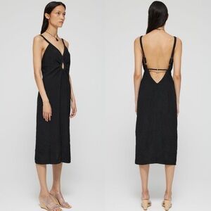 Róhe Keyhole Organic Shaped Dress Crushed Viscose Midi Black size 34 US 2